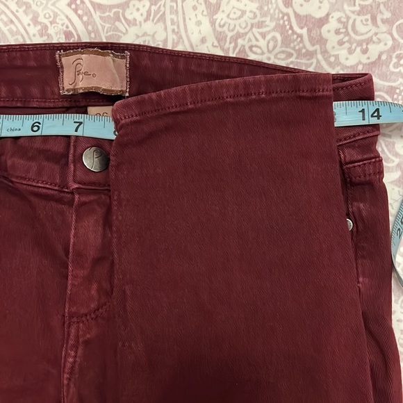 Paige size 26 skinny jeans, deep burgundy, EUC; bonus Cardigan and pullover - Picture 2 of 6